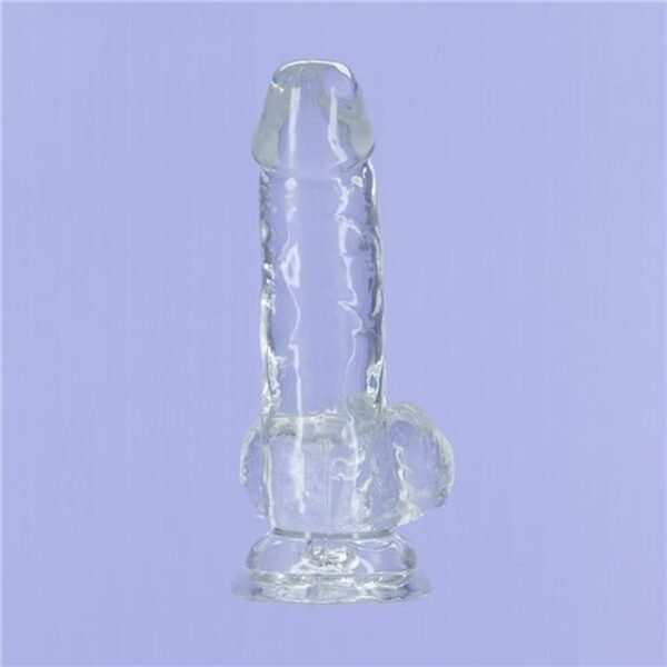 Crystal Dildo w Balls 6in Clear