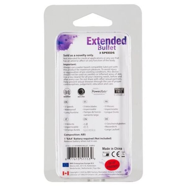 Power Bullet Extended 9cm 3 Speed Purple
